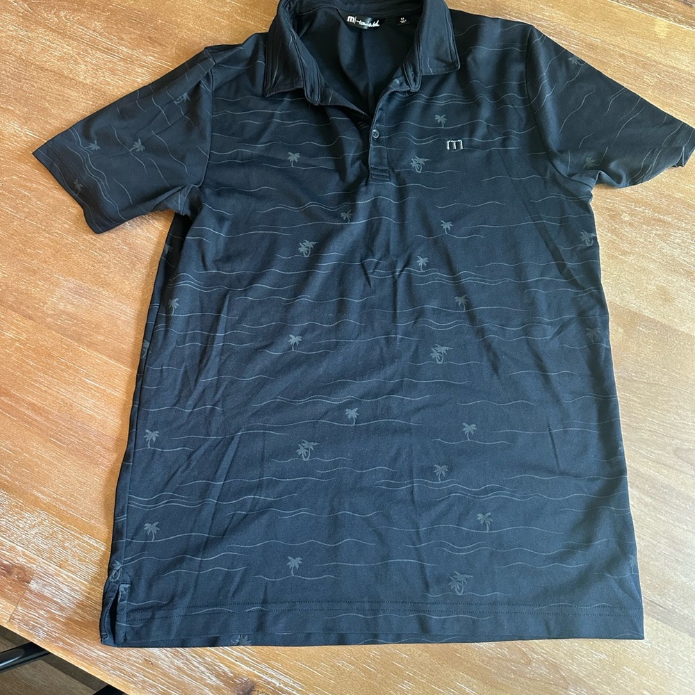 Travis Mathew Black Polo with Subtle Pattern